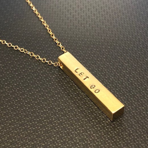 "Let Go" Delicate Bar Necklace