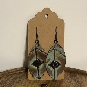 Leather Stamped Earrings, Western Theme